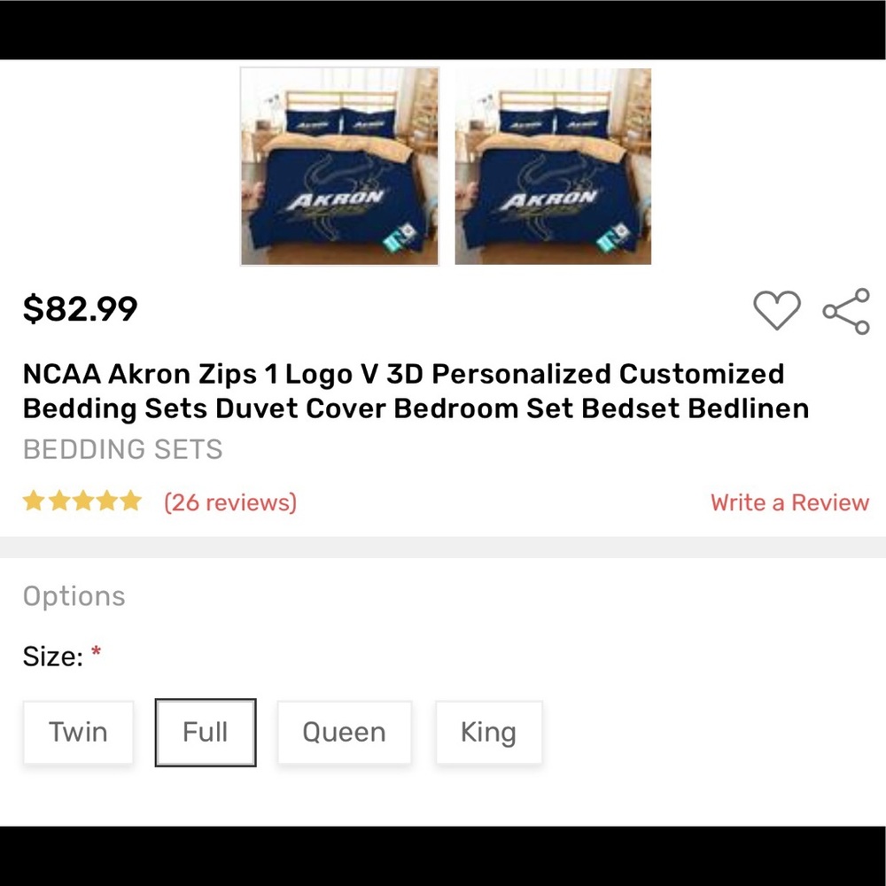 University of Akron Bedset BRAND NEW NEVER USED